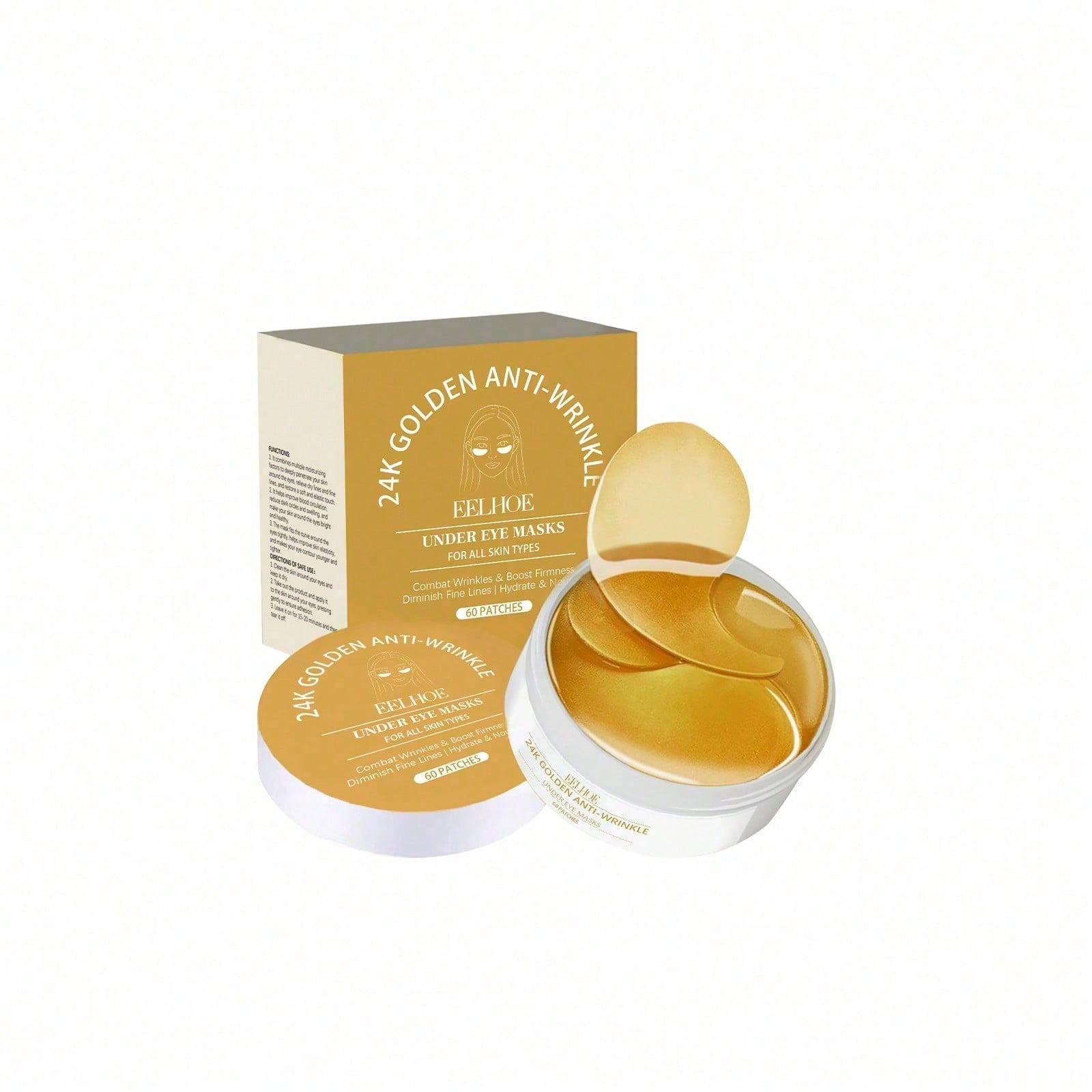 Luxury Skincare Moisturizer - 24K Gold Eye Mask, 60 Count